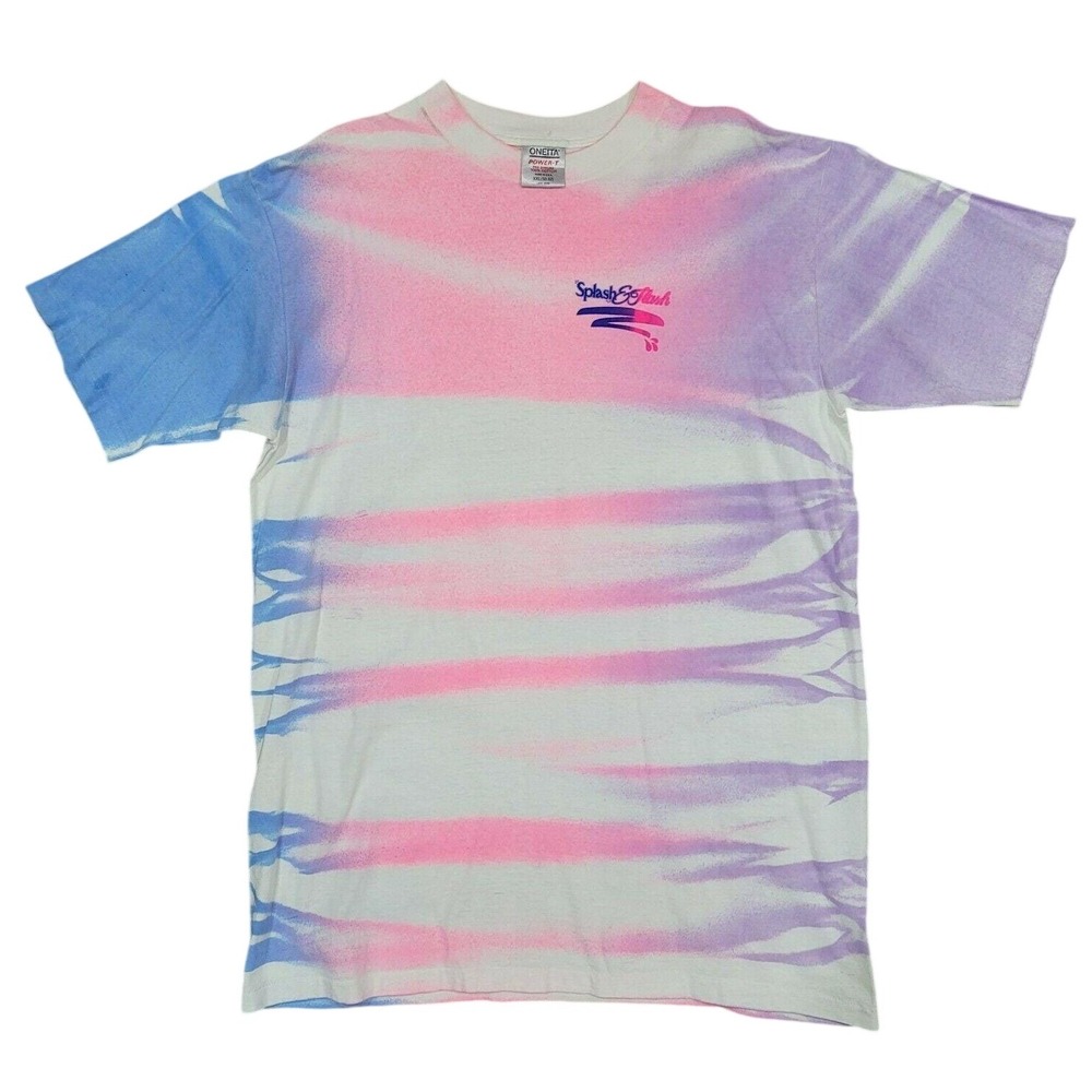 Vintage Oneita Power T Splash & Flash Tie Dye Tshirt XL 90s‎ USA Single Stitch